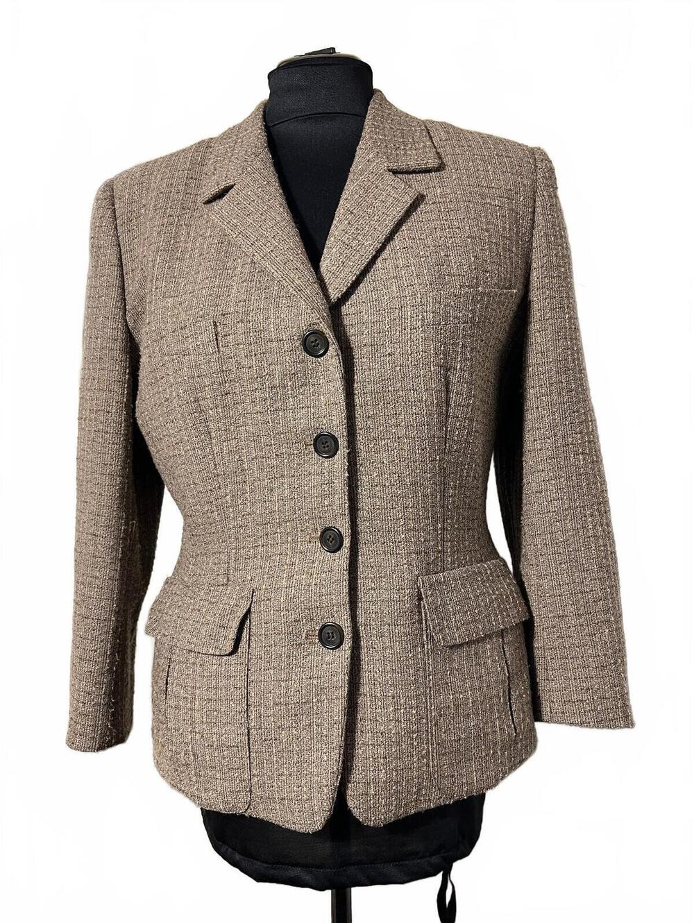 Vintage DKNY Brown Tweed Blazer Jacket with Button Closure sz 12